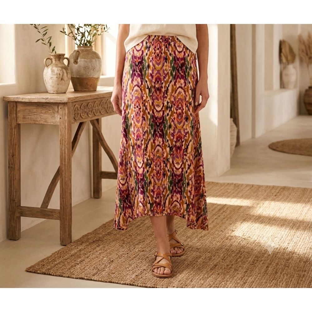 Vince Camuto Boho Ikat Print Maxi Skirt Size L